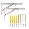 2 Pack Folding Shelf L Brackets, 10 Inch Collapsible Hardware with Locking Hinge for Home, Garage Shelves, Holds 120lbs,
